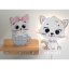 Kočička s fousky - dětská plynule stmívatelná LED lampička - Barva očí: zelená, Barva mašličky: jiná